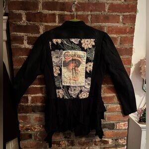 Free People Women’s Black Fitted Jacket Blazer, Women's Size 12 with appliqué